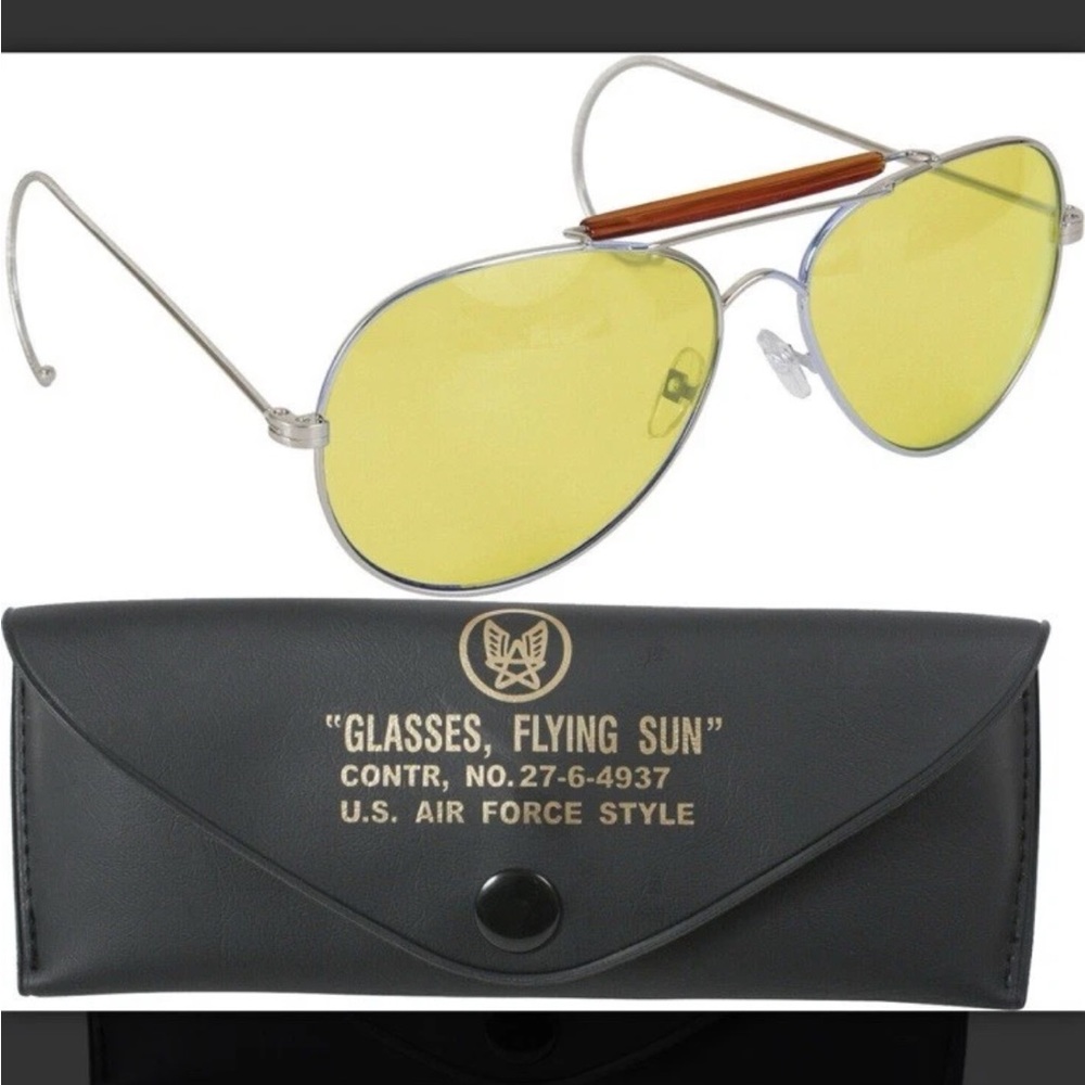 Flying Sun Air Force Style Yellow Sunglasses Number 27 – 6 –4937 Us Air Force